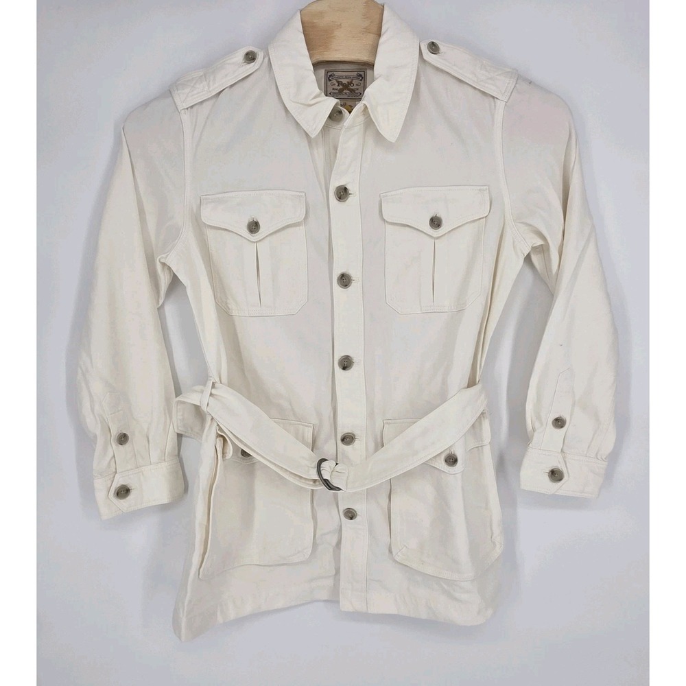 Polo Ralph Lauren Twill Buttoned Jacket Women's Large Front Pockets Belt Denim